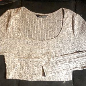 Medium grey long sleeve crop top